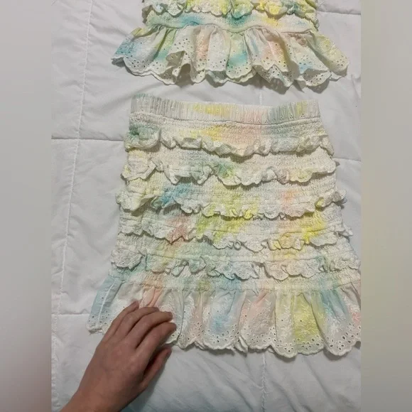 STORIA two piece ruffled tank and skirt set 
Rainbow tie dye eyelet skirt set - Picture 9 of 9